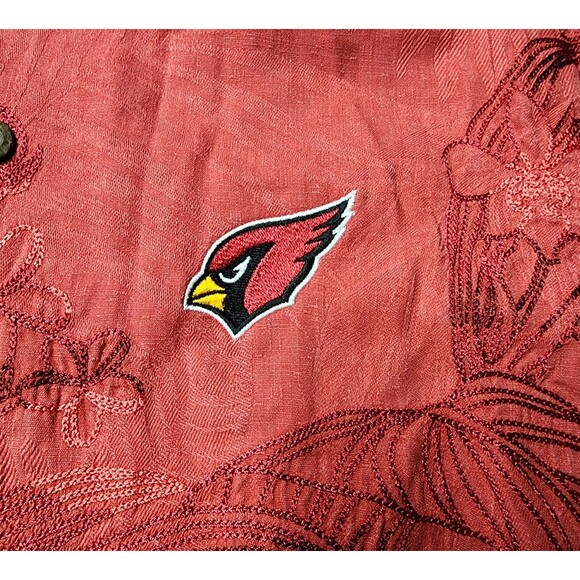 Tommy Bahama NFL Arizona Cardinals Tropical Floral Camp Shirt Island Zone Size L - Picture 2 of 11